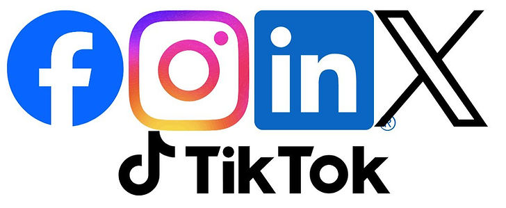 A strip of icons for popular social media platforms used by businesses