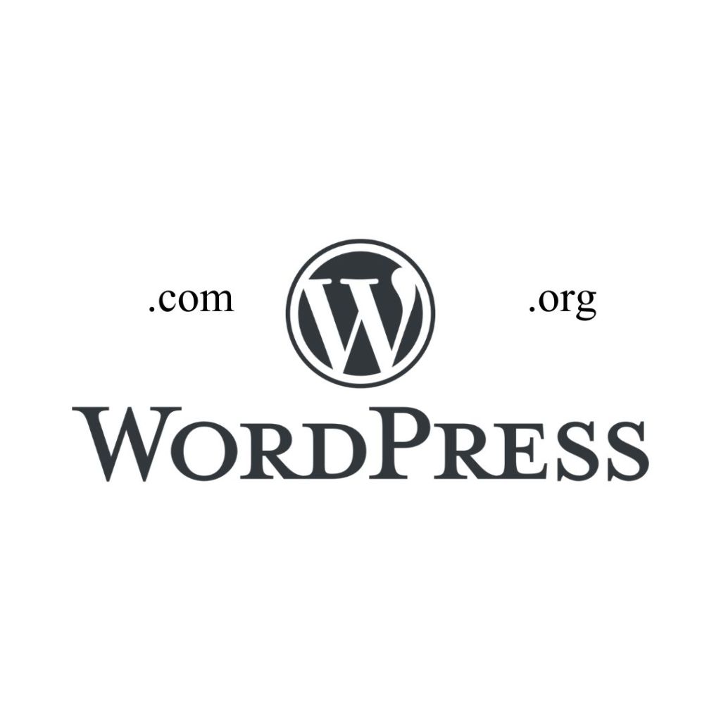 WordPress Logo with .org and .com on either side, representing the two versions